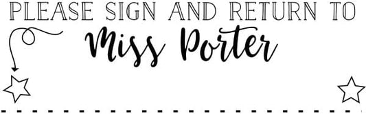 Custom Self-Inking Teacher Stamps | 49 Designs | Fun Teacher Phrases | Grading Made Easy | Classroom, Teacher and Library Book Stamps (Please Sign and Return Stars, Xtra Wide)