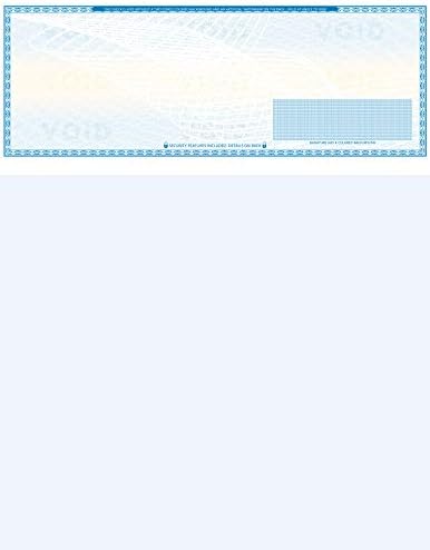 500 High Security Blank Check Stock - Check on Top Compatible with QuickBooks, Quicken - Paper Weight # 70 Light Blue Art Deco