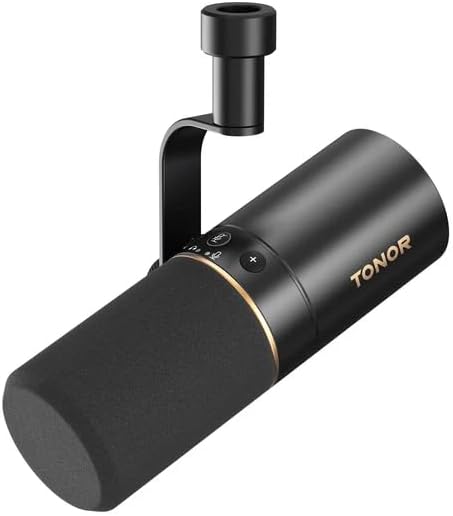 TONOR Dynamic Microphone, XLR/USB Microphone for Podcast, Recording, Streaming, Gaming, XLR Cardioid Studio Mic with Quick Mute, 3.5mm Headphone Jack, Volume Control, TD510