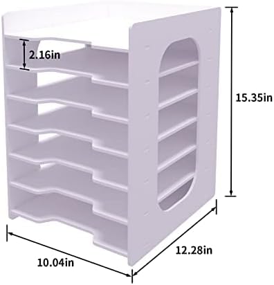 Natwind 7 Tiers Paper Organizer for Desk Desktop White File Holder Office Desk Organizer Mail Letter Tray & Paper Sorter Document Notebooks Storage Rack for Home Office School Classroom