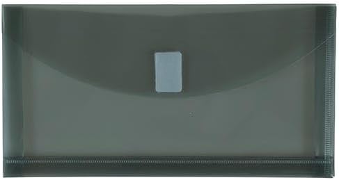 JAM PAPER Plastic Expansion Envelopes with Hook & Loop Closure - #10 Booklet Wallet - 5 1/4 x 10 with 1 Inch Expansion - Smoke Grey - 3/Pack