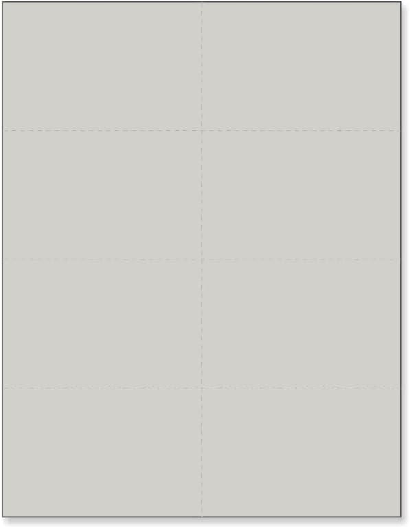 Limited Papers (TM) 8.5x11 Perforated Paper, 20/50 Pound, 75 GSM, Variety of Perforation Sizes and Colors, for Forms, Tickets, Postcards, Business Cards. (Grey, 8 up)