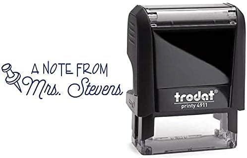 Custom Self-Inking Teacher Stamps | 49 Designs | Fun Phrases | Grading Made Easy | Classroom and Library Book Stamps (Note From Pin, Xtra Large)