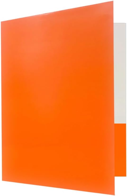 JAM PAPER Custom Printed Semi-Gloss Folders with Round Corner Pockets - Personalized Logo & Text - 10 pt C2S - Orange - 250/Pack