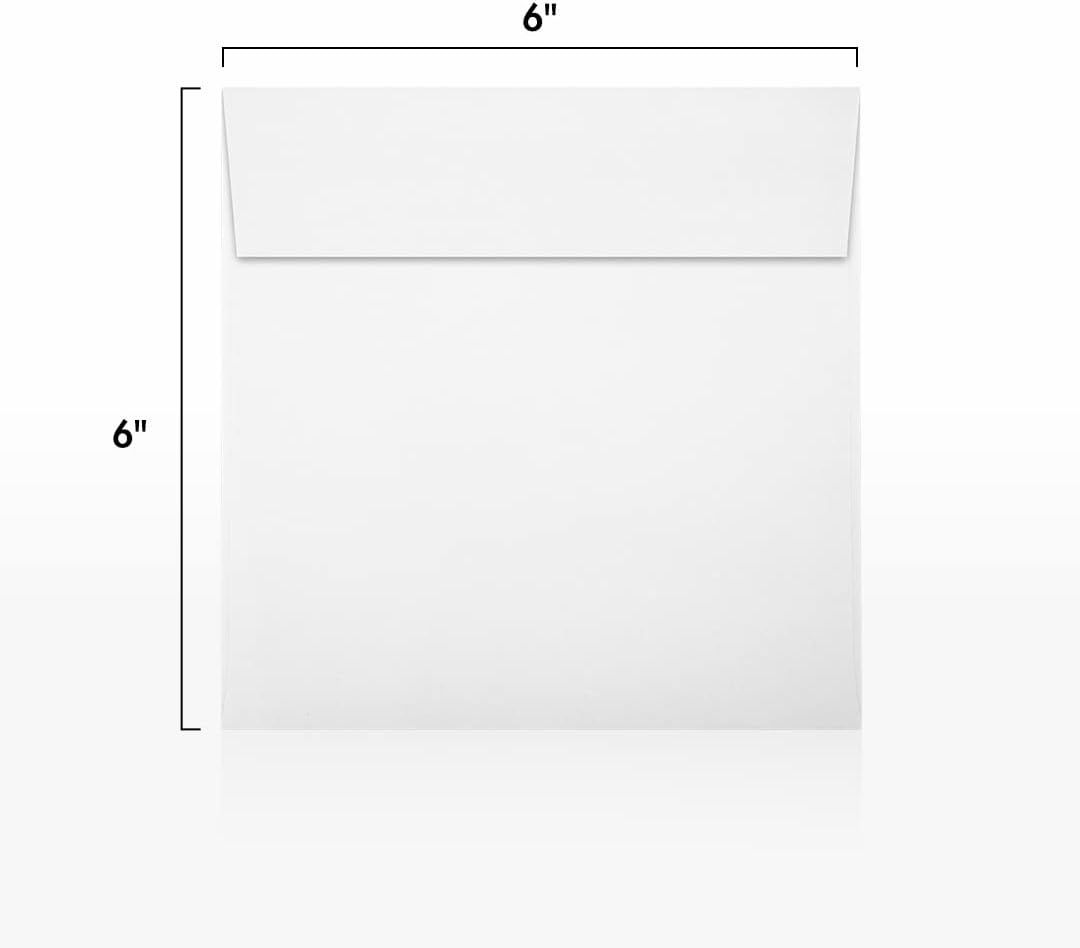 LUXPaper Square Invitation Envelopes | Peel & Press | 6" x 6" | Bright White | 80lb. Text | 50 Qty