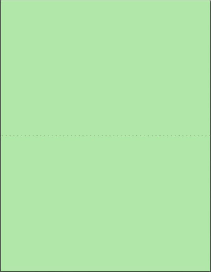 Limited Papers (TM) 8.5x11 Perforated Paper, 20/50 Pound, 75 GSM, Variety of Perforation Sizes and Colors, for Forms, Tickets, Postcards, Business Cards. (Green, 2 up - horizontal 5.5”)