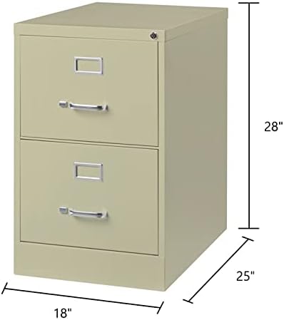 Pemberly Row 2 Drawers 28.38" Vertical Beige Metal Filing Cabinet Lockable Pre-Assembled Stationary Legal Size for Home, Office