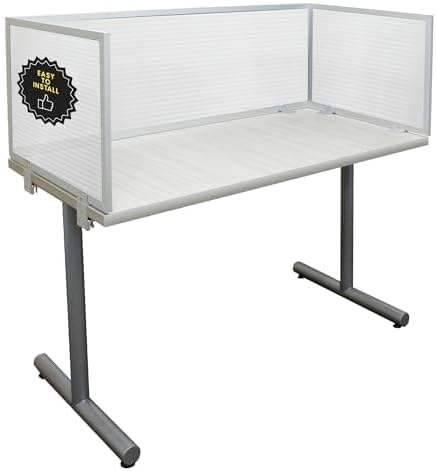 OBEX Polycarbonate Office Desk Mounted Privacy Screen Adjustable Table Top Panel Divider, Universal Aluminum Bracket-USA Made, 18" x 72", Translucent