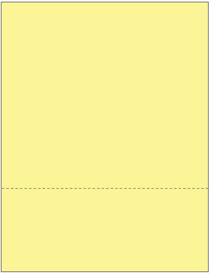 Limited Papers (TM) 8.5x11 Perforated Paper, 20/50 Pound, 75 GSM, Variety of Perforation Sizes and Colors, for Forms, Tickets, Postcards, Business Cards. (Canary, 2 up – 3.5” from bottom)
