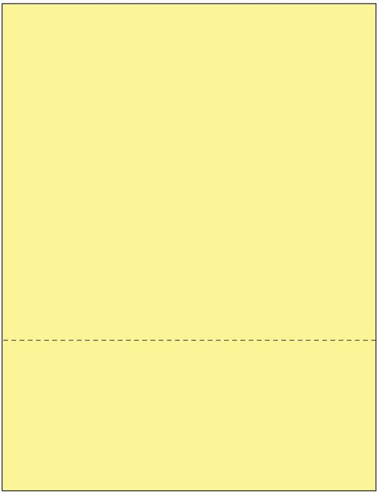 Limited Papers (TM) 8.5x11 Perforated Paper, 20/50 Pound, 75 GSM, Variety of Perforation Sizes and Colors, for Forms, Tickets, Postcards, Business Cards. (Canary, 2 up – 3.5” from bottom)
