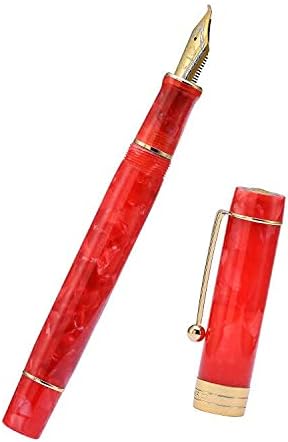 Jinhao 100 Fountain Pen Celluloid Classic Style, #6 Nib Smooth Writing Instrument with Refillable Converter and Pen Case Set