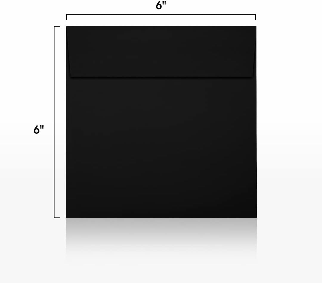 LUXPaper Square Invitation Envelopes | Peel & Press | 6" x 6" | Midnight Black | 80lb. Text | 250 Qty