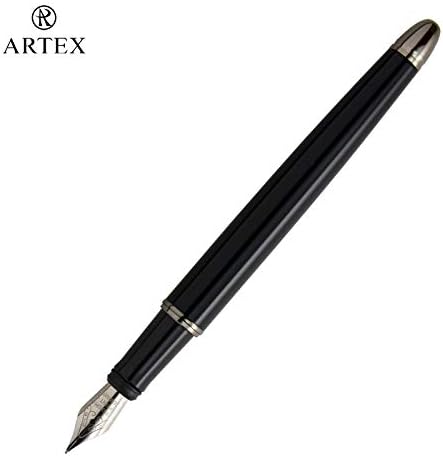 Stylish Fountain Pen : Luxury,Elegant,Germany F Fine Nib, Gift for Men & Women, Professional, Executive, Metal, Gift Box. –Free Engraving (Black (Piano Style)),14cmx1.2cm(AT-F4CARBON-1)