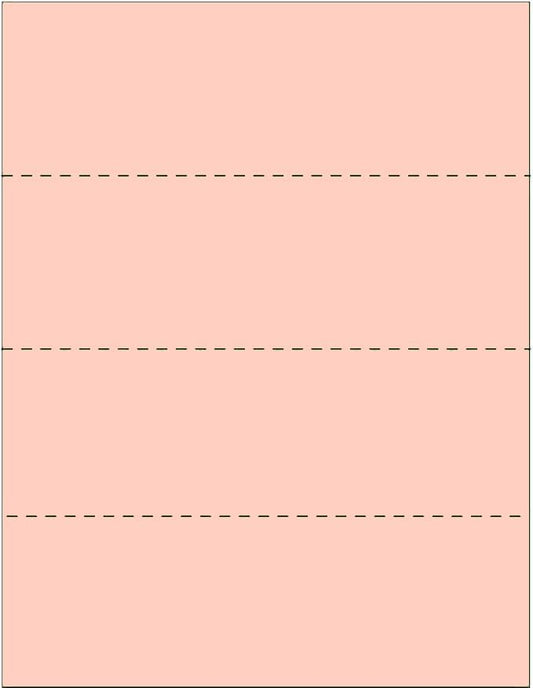 Limited Papers (TM) 8.5x11 Perforated Paper, 20/50 Pound, 75 GSM, Variety of Perforation Sizes and Colors, for Forms, Tickets, Postcards, Business Cards. (Peach, 4 up - horizontal every 2.75")