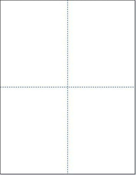 Limited Papers (TM) 8.5x11 Perforated Paper, 20/50 Pound, 75 GSM, Variety of Perforation Sizes and Colors, for Forms, Tickets, Postcards, Business Cards. (White, 4 up – 1 Hor. & 1 Ver.)