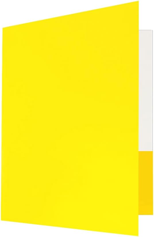 JAM PAPER Custom Printed Semi-Gloss Folders with Round Corner Pockets - Personalized Logo & Text - 10 pt C2S - Yellow - 250/Pack