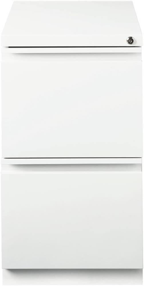 Pemberly Row 2 Drawers 27.75" Vertical White Metal Filing Cabinet Lockable Pre-Assembled Stationary Letter Size for Home, Office