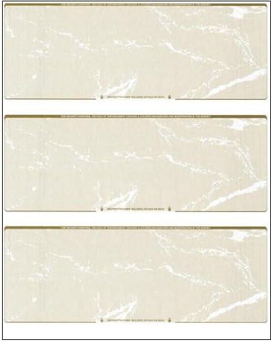Business Voucher Check Stock - Computer Laser Checks - 3 Checks Per Page, 2500 Sheets/7500 Checks Gold Marble