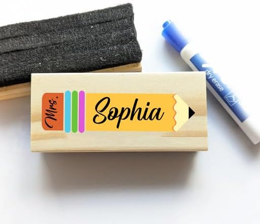 Personalized Name Chalkboard Eraser for Teachers – Dry Erase Board Cleaner –Back to School Supplies and First Day of School Gift- Custom Name