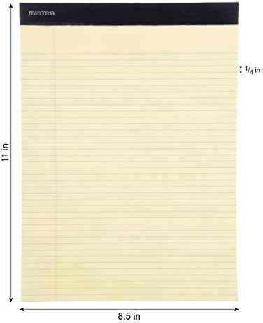 Mintra Office Legal Pads, ((xBasic, 8.5in x 11in, Narrow (Canary)