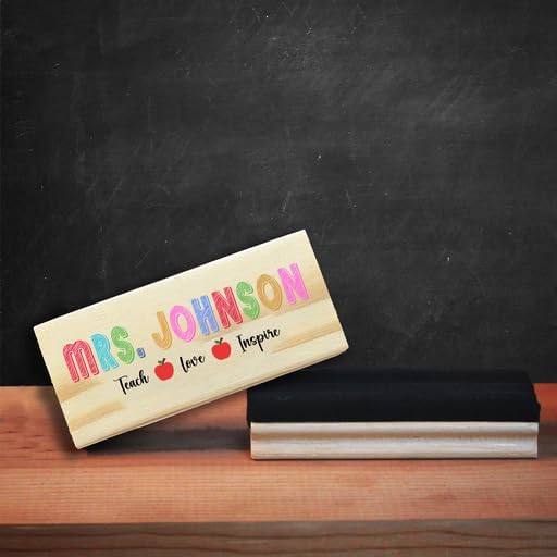 Personalized Name Chalkboard Eraser for Teachers – Dry Erase Board Cleaner –Back to School Supplies and First Day of School Gift- Custom Name