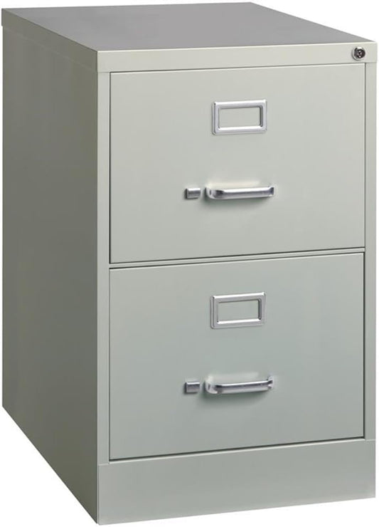 Pemberly Row 2 Drawers 28.38" Vertical Gray Metal Filing Cabinet Lockable Pre-Assembled Stationary Legal Size for Home, Office