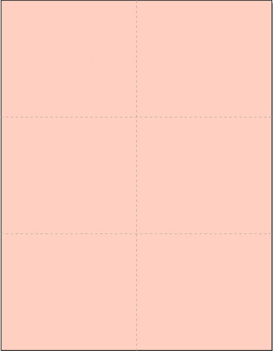 Limited Papers (TM) 8.5x11 Perforated Paper, 20/50 Pound, 75 GSM, Variety of Perforation Sizes and Colors, for Forms, Tickets, Postcards, Business Cards. (Peach, 6 up)