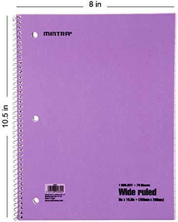 Mintra Office Spiral Notebooks (Pastel - Wide Ruled, 24pk (4-6pks))