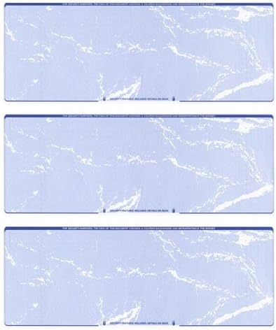 Business Voucher Check Stock - Computer Laser Checks - 3 Checks Per Page, 500 Sheets/1500 Checks, Blue Marble