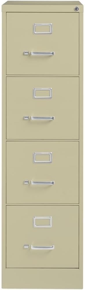 Pemberly Row 4 Drawers 52" Vertical Beige Metal Filing Cabinet Lockable Pre-Assembled Stationary Letter Size for Home, Office