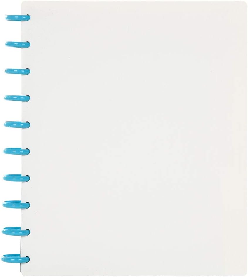 Talia Discbound Notebooks, Planner, Customizable, (White w/Energetic Turq Discs, Midsize (7.5in x 9.75in))