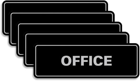 Signs ByLITA Standard Office Sign - Professional Business Signage - Easy to Install (Black/Silver) - Medium 5 Pack