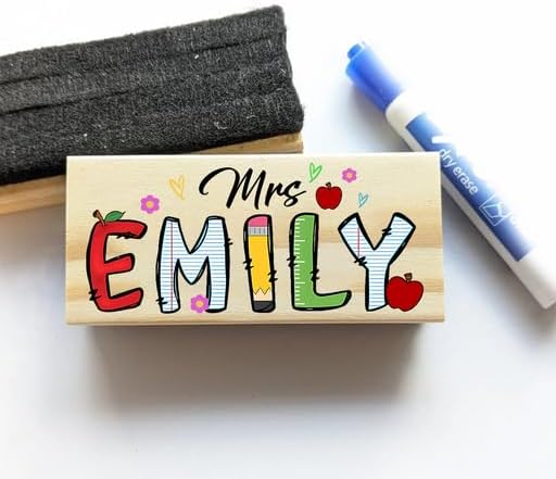Personalized Name Chalkboard Eraser for Teachers – Dry Erase Board Cleaner –Back to School Supplies and First Day of School Gift- Custom Name