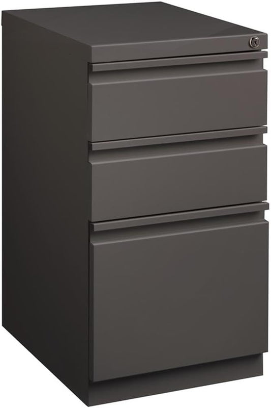 BOWERY HILL 20" 3-Drawer Modern Metal Mobile Pedestal File Cabinet in Espresso