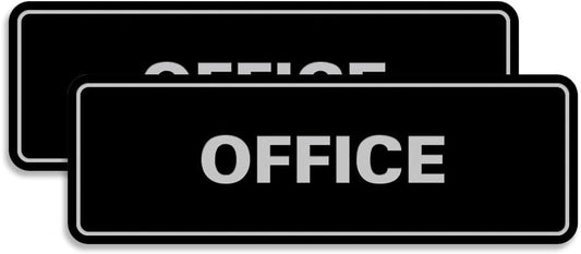 Signs ByLITA Standard Office Sign - Professional Business Signage - Easy to Install (Black/Silver) - Small 2 Pack