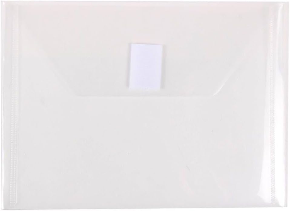 JAM PAPER Plastic Envelopes with Hook & Loop Closure - Index - 5 1/2 x 7 1/2 - Clear - 3/Pack