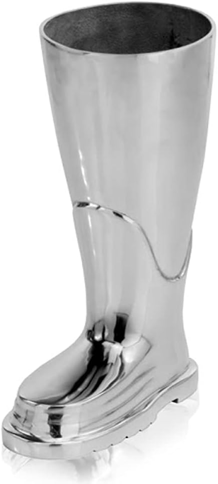 Modern Day Accents 3525 Bombero Boot Umbrella stand for umbrellas, Umbrella Organizer, Cane Holder, Silver, Entryway Decorative Umbrella Stand, Umbrella Holder, Home, Office Decor, 10.5"Lx7"Wx15.75"H
