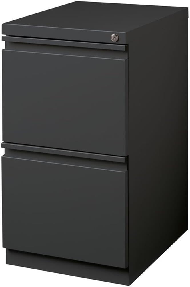 BOWERY HILL 20" D Mobile Pedestal 2-Drawer File/File. Full Width Pull in Charcoal