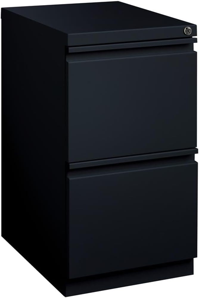 Scranton & Co 20" 2-Drawer Metal Mobile Pedestal File Cabinet in Black