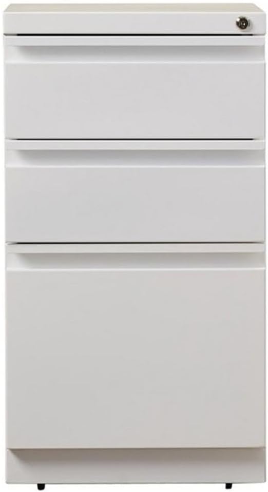 Scranton & Co 20" 3-Drawer Modern Metal Mobile Pedestal File Cabinet in White