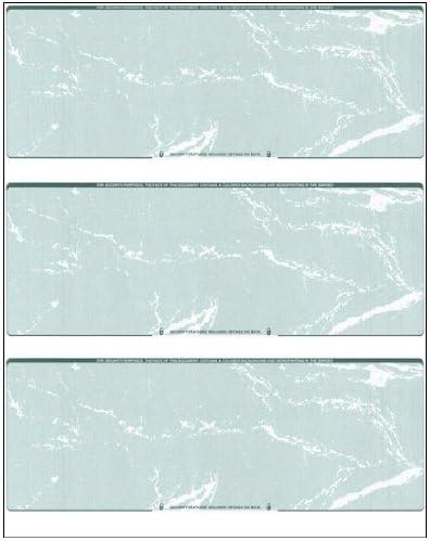 300 Computer Checks | 3 Blank Checks Per Page | 100 Sheets/300 Checks (Green Marble) Blank Check Stock for Personal and Business Use - Computer Laser Check | Payroll Checks