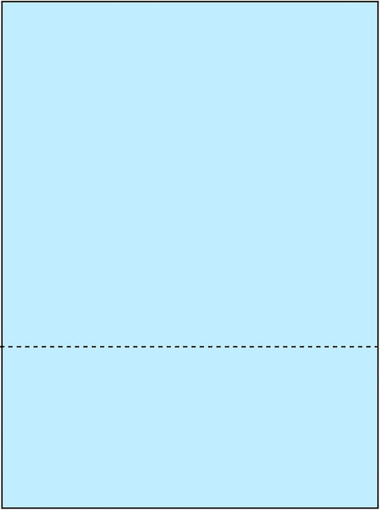Limited Papers (TM) 8.5x11 Perforated Paper, 20/50 Pound, 75 GSM, Variety of Perforation Sizes and Colors, for Forms, Tickets, Postcards, Business Cards. (Blue, 2 up – 3.5” from bottom)