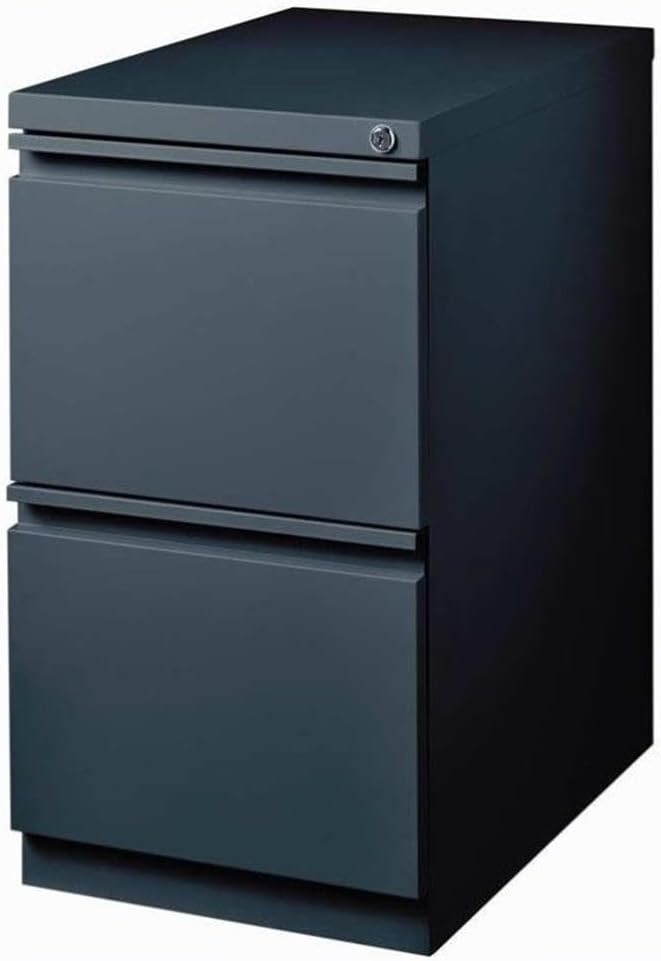 BOWERY HILL 20" D Mobile Pedestal 2-Drawer File/File. Full Width Pull in Charcoal