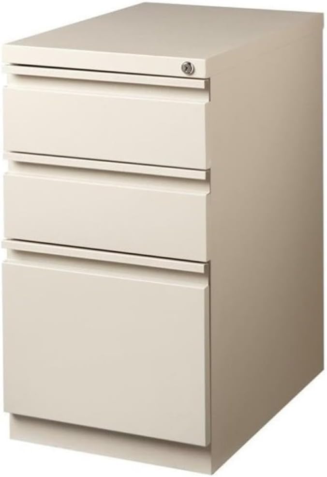 Pemberly Row 27.75" H X 15.00" W Modern 3 Drawer Metal Mobile File Cabinet in Putty with Lock Included