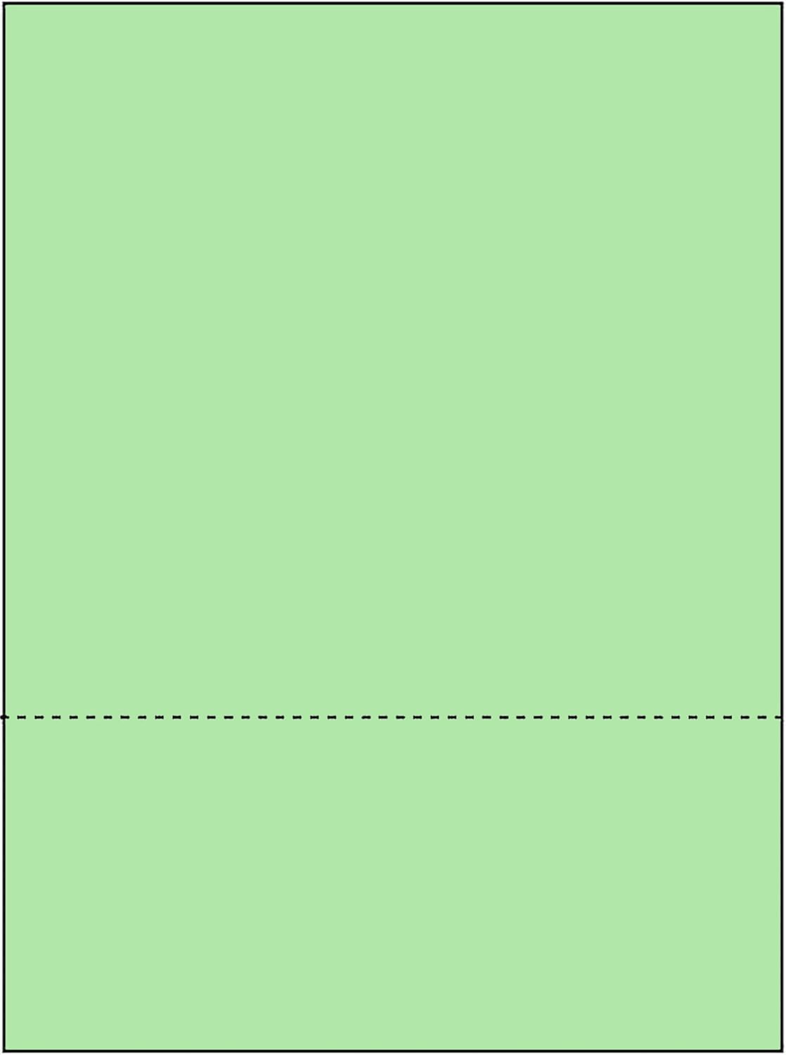 Limited Papers (TM) 8.5x11 Perforated Paper, 20/50 Pound, 75 GSM, Variety of Perforation Sizes and Colors, for Forms, Tickets, Postcards, Business Cards. (Green, 2 up – 3.5” from bottom)