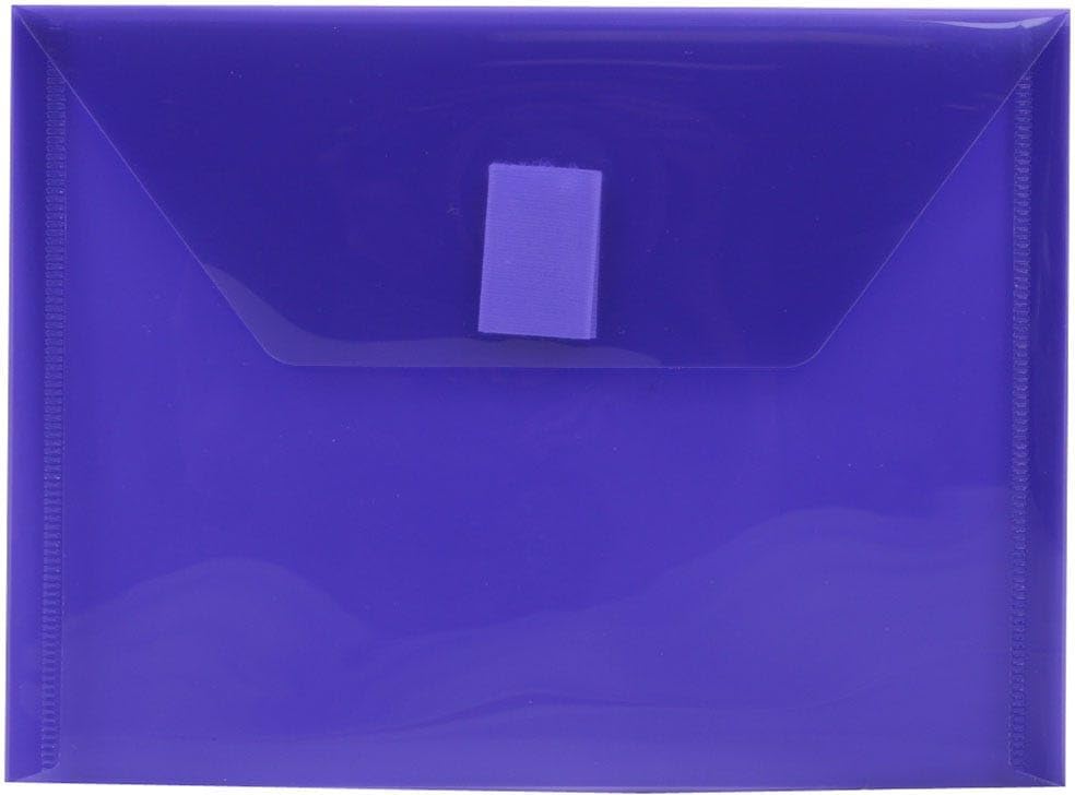 JAM PAPER Plastic Envelopes with Hook & Loop Closure - Index - 5 1/2 x 7 1/2 - Purple - 3/Pack