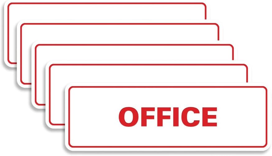 Signs ByLITA Standard Office Sign - Professional Business Signage - Easy to Install (White/Red) - Large 5 Pack