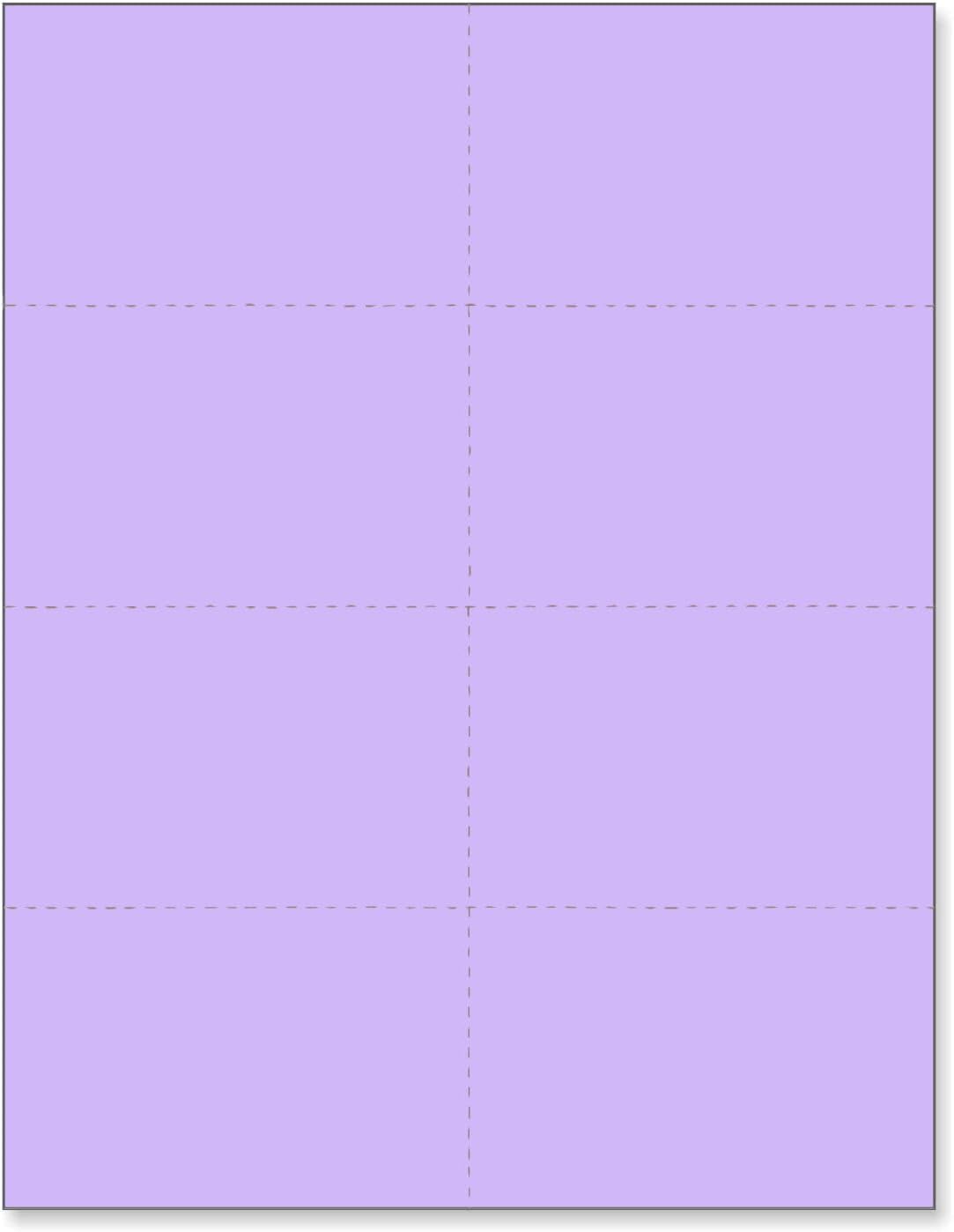 Limited Papers (TM) 8.5x11 Perforated Paper, 20/50 Pound, 75 GSM, Variety of Perforation Sizes and Colors, for Forms, Tickets, Postcards, Business Cards. (Lavender/orchid, 8 up)