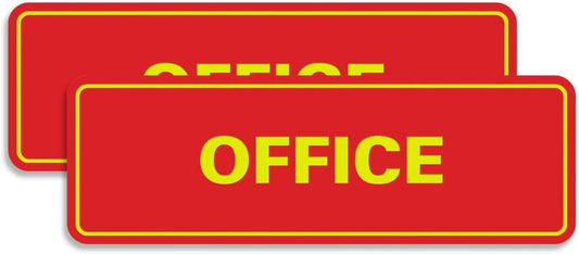 Signs ByLITA Standard Office Sign - Professional Business Signage - Easy to Install (Red/Yellow) - Small 2 Pack