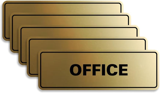Signs ByLITA Standard Office Sign - Professional Business Signage - Easy to Install (Brushed Gold) - Large 5 Pack